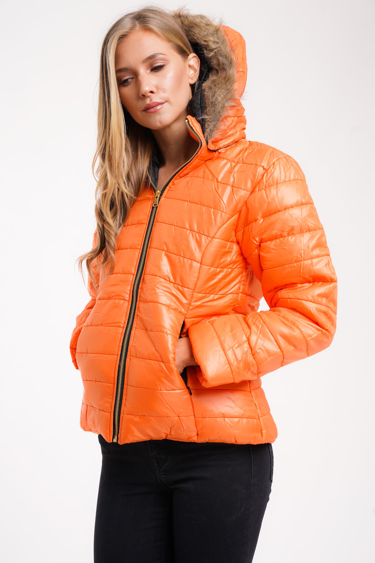 Faux Fur Wet Look Puffer Jacket | Affinity Wholesale Fashion